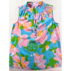 Lilly Pulitzer Women's Size X-Small Pastel Multicolor 100% Silk Houston Blouse